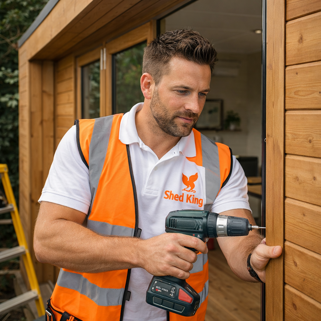 Garden room installation on site