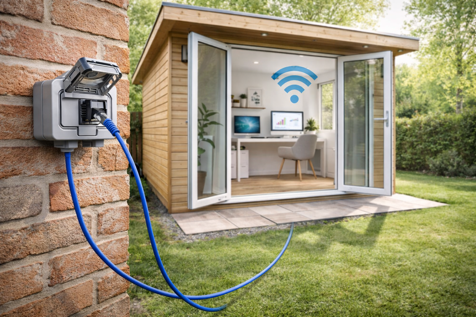 Hard-wired internet connection to the garden room